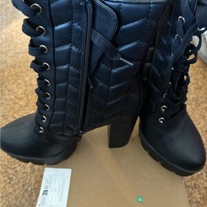 Women's Black Lace-Up Boots